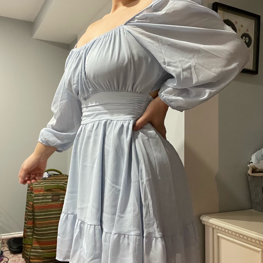Romantic Light Blue Off-Shoulder Dress Cinderella